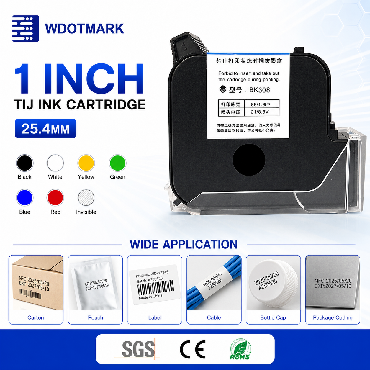 Cartucho de tinta de secagem rápida WDOTMARK W2588